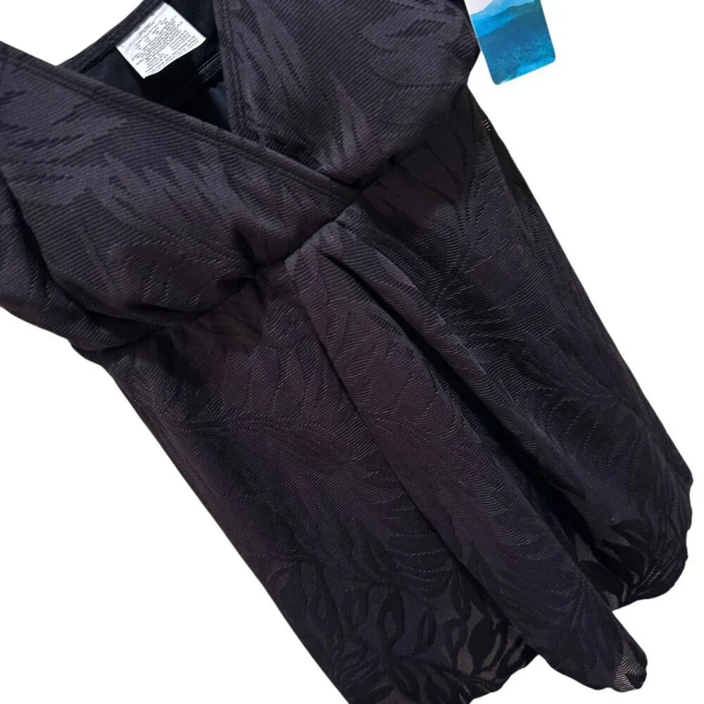 Swim Solutions Womens Size 8 Black Tummy-Control Swim Dress Modest Coverage‎ NWT